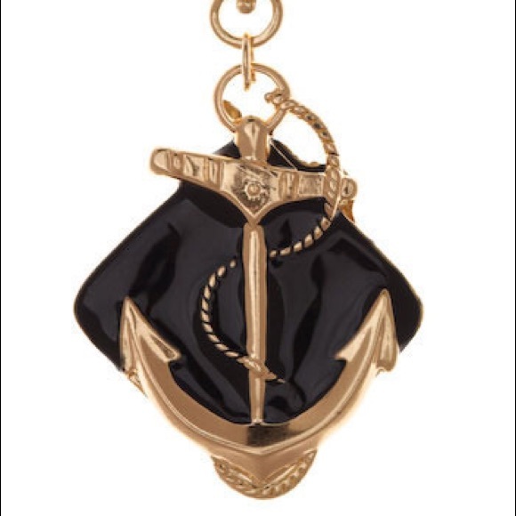 ModCloth SOS Brooch red blue anchor pin gold tone - Picture 3 of 4